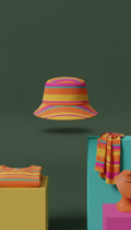 Papaya Orange Stripe Bucket Hat